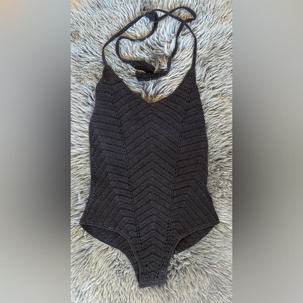 LoveShackFancy Black Knit One Piece Bathing Suit S